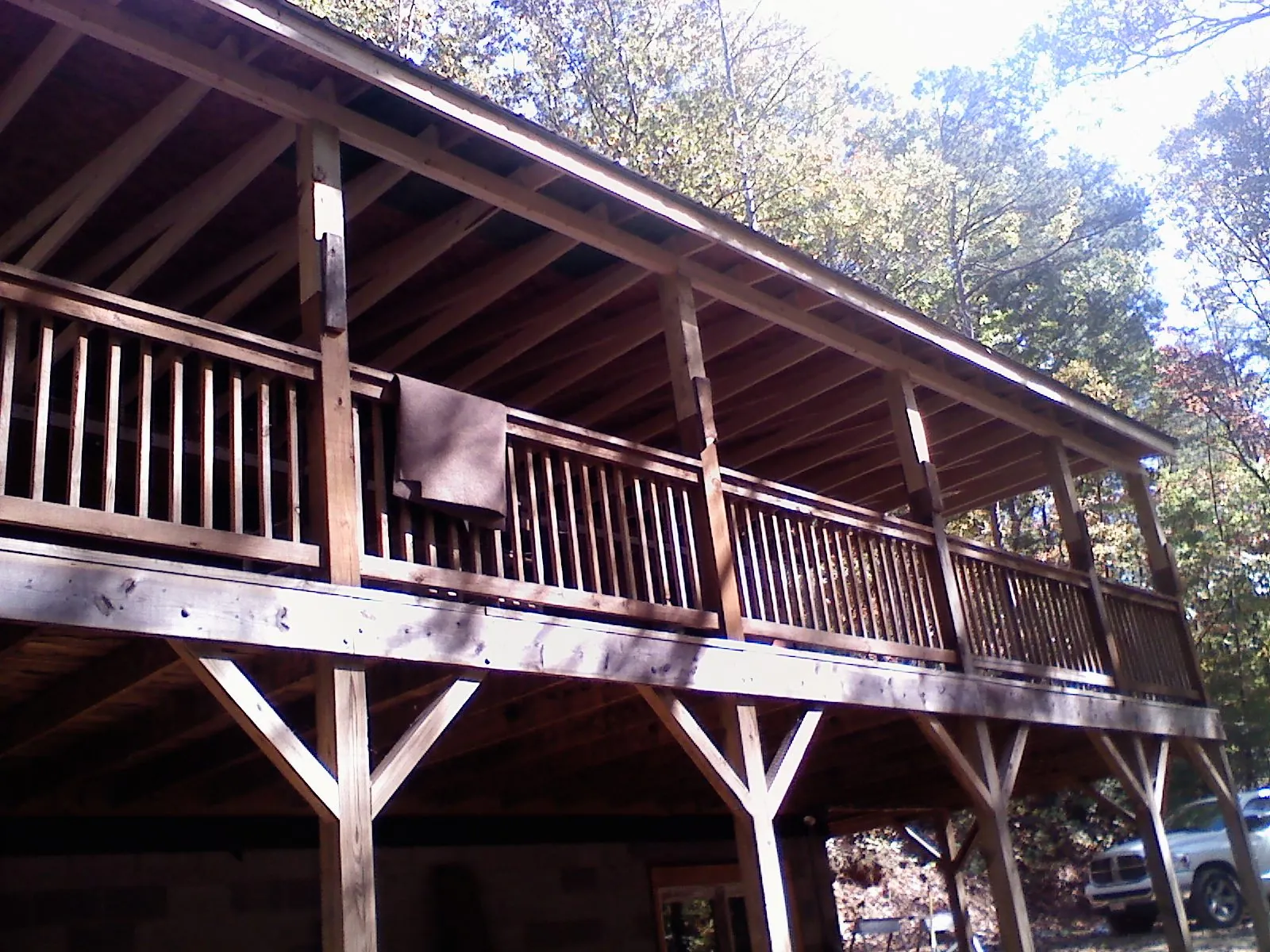 Timber framing under a new elevated porch and deck — Roof Leak Repair in South Lake Tahoe by Roofing Brothers